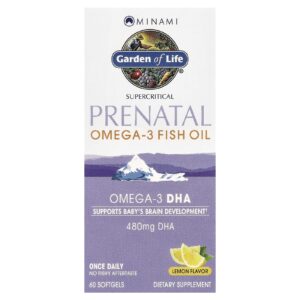Minami Nutrition Supercritical Prenatal Óleo de Peixe Ômega-3 Sabor de Limão 60 Cápsulas Softgel