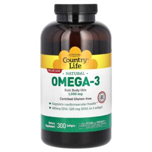 Country Life Ômega-3 Natural 1.000 mg 300 Cápsulas Softgel
