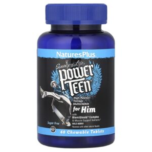 NaturesPlus Source of Life Power Teen® para Ele Sem Açúcar Fruto Silvestre 60 Comprimidos Mastigáveis