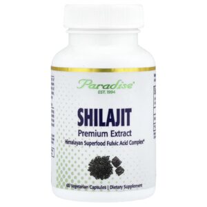 Paradise Herbs Extrato Premium de Shilajit 250 mg 60 Cápsulas Vegetarianas