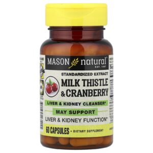Mason Natural Cardo-Mariano e Cranberry Extrato Padronizado 60 Cápsulas