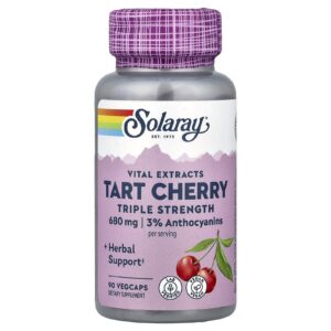 Solaray Extratos Vitais Cereja Azeda Dosagem Tripla 90 VegCaps (340 mg por Cápsula)