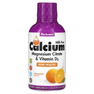 Bluebonnet Nutrition Citrato de Cálcio e Magnésio Líquido com Vitamina D3 Sabor Natural de Laranja 472 ml (16 fl oz)