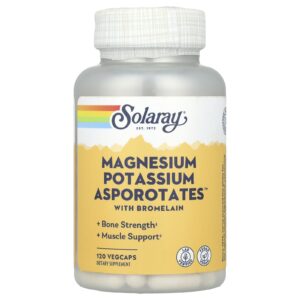 Solaray Magnesium Potassium Asporotates™ com Bromelaína 120 VegCaps