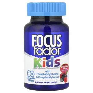 Focus Factor Fosfatidilcolina e Fosfatidilserina para Crianças Explosão de Frutos Silvestres 60 Comprimidos Mastigáveis