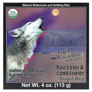 Light Mountain Tintura e Condicionador natural de cabelo vermelho brilhante 4 oz (113 g)