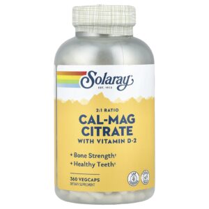 Solaray Citrato Cal-Mag com Vitamina D-2 360 VegCaps
