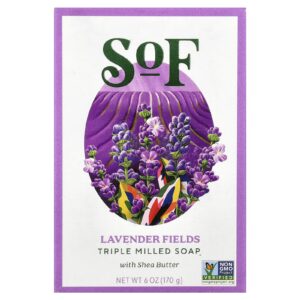 SoF Sabonete Triplamente Moído com Manteiga de Karité Lavender Fields 170 g (6 oz)