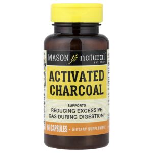 Mason Natural Carvão Ativado 60 Cápsulas (260 mg por Cápsula)