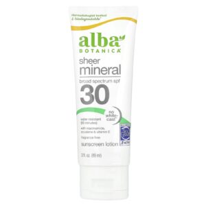 Alba Botanica Filtro Solar Mineral Sensível Sem Fragrância FPS 30 4 oz (113 g)