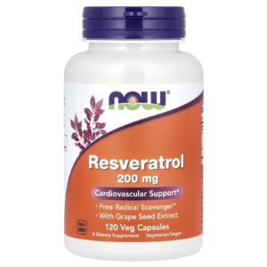 NOW Foods Resveratrol Natural 200 mg 120 Cápsulas Vegetais