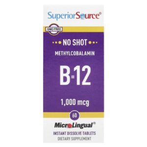 Superior Source Mecobalamina B-12 1.000 mcg 60 Comprimidos MicroLingual® de Dissolução Instantânea