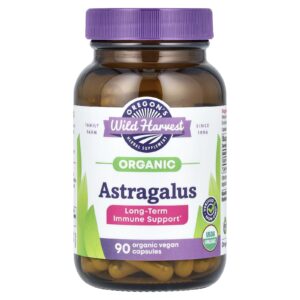 Oregons Wild Harvest Astragalus Orgânico 90 Cápsulas Veganas Orgânicas (375 mg por Cápsula)