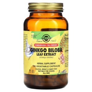 Solgar Extrato da Folha de Ginkgo Biloba 180 Cápsulas Vegetais