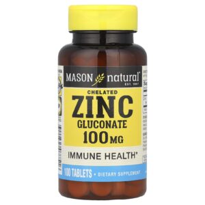 Mason Natural Gluconato de Zinco Quelado 100 mg 100 Comprimidos
