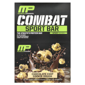 MusclePharm Barras Combat Sport Massa de Biscoito com Lascas de Chocolate 12 Barras 57 g (201 oz) Cada