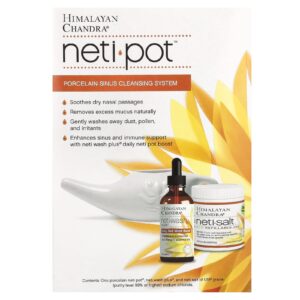 Himalayan Chandra Networki Pot Sistema de Limpeza Sinusal de Porcelana Kit com 3 Produtos