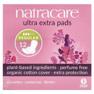 Natracare Ultra Extra Pads Cobertura de Algodão Orgânico Regular 12 Absorventes