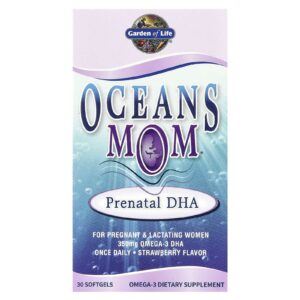 Garden of Life Oceans Mom® DHA Pré-Natal Morango 350 mg 30 Cápsulas Softgel