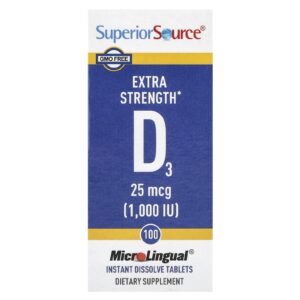Superior Source D3 25 mcg (1.000 UI) 100 Comprimidos MicroLingual® de Dissolução Instantânea