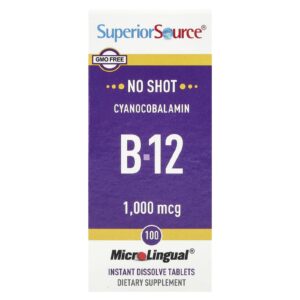 Superior Source Cianocobalamina B12 1.000 mcg 100 Comprimidos MicroLingual® de Dissolução Instantânea