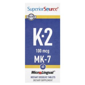 Superior Source Vitamina K-2 100 mcg 60 Comprimidos MicroLingual® de Dissolução Instantânea