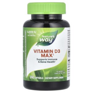 Natures Way Vitamin D3 Max 125 mcg (5.000 UI) 240 Cápsulas Softgel