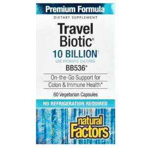 Natural Factors Travel Biotic BB536 10 Bilhões de UFCs 60 Cápsulas Vegetarianas