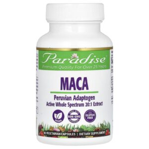 Paradise Herbs Maca-Peruana 60 Cápsulas Vegetarianas (250 mg por Cápsula)