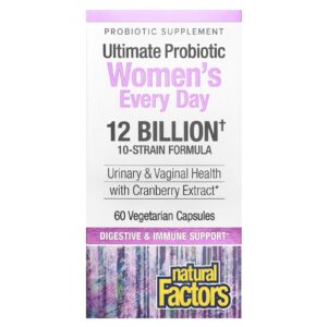 Natural Factors Ultimate Probiotic Womens Every Day 12 Bilhões 60 Cápsulas Vegetarianas