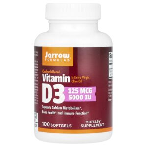 Jarrow Formulas Vitamina D3 125 mcg (5.000 UI) 100 Cápsulas Softgel