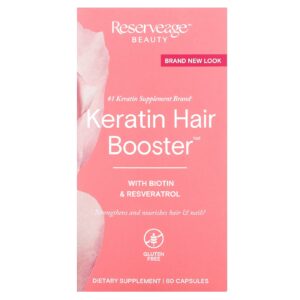 Reserveage Beauty Keratin Hair Booster com Biotina e Resveratrol 60 Cápsulas