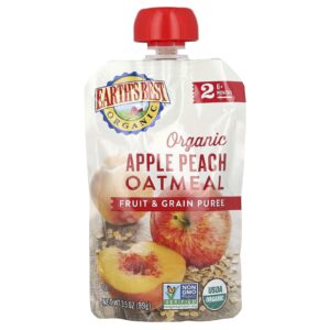 Earths Best Purê de Frutas e Grãos Orgânicos mais de 6 meses Maçã Pêssego e Aveia 99 g (35 oz)