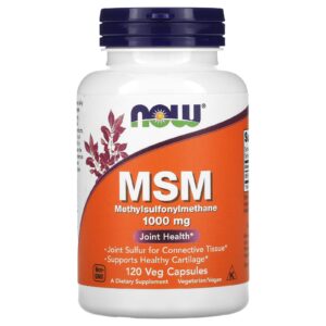 NOW Foods MSM Metilsulfonilmetano 1.000 mg 120 Cápsulas Vegetais