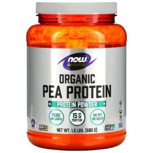 NOW Foods Esportes Proteína de Ervilha Orgânica Sem Sabor Natural 680 g (15 lb)