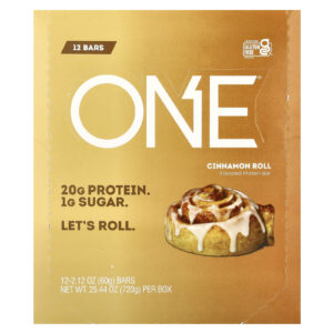 One Brands Barra de Proteína ONE Rolo de Canela 12 Barras 60 g (212 oz) Cada