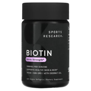Sports Research Biotina 5.000 mcg 120 Cápsulas Softgel Vegetais
