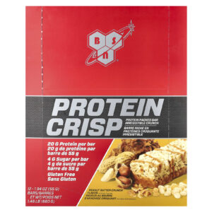 BSN Protein Crisp Sabor Manteiga de Amendoim Crocante 12 Bares 56 g (197 oz) Cada