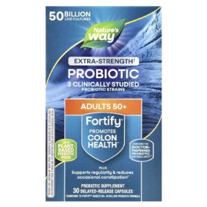Natures Way Fortify® Probiótico Adultos Acima de 50 Anos 50 Bilhões 30 Cápsulas de Liberação Retardada