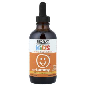 Bioray Kids NDF® Tummy Mistura Probiótica de 11 Estirpes Framboesa 118 ml (4 fl oz)