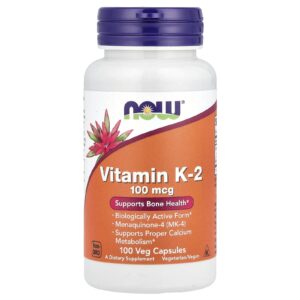 NOW Foods Vitamina K-2 100 mcg 100 Cápsulas Vegetais