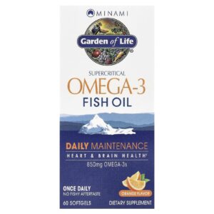 Minami Nutrition Garden of Life® Óleo de Peixe Ômega-3 Supercrítico Laranja 60 Cápsulas Softgel