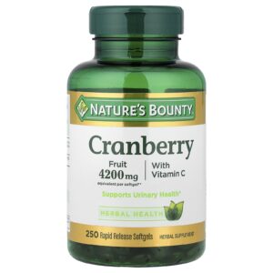 Natures Bounty Cranberry com Vitamina C 250 Cápsulas Softgel de Liberação Rápida
