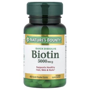 Natures Bounty Biotina Morango 5.000 mcg 60 Comprimidos de Dissolução Rápida