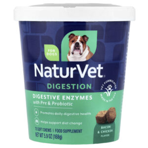 NaturVet Enzimas Digestivas Mais Pré e Probióticos 70 Comprimidos Mastigáveis 59 oz (168 g)