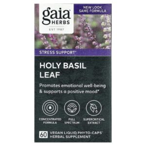 Gaia Herbs Folha de Manjericão Santo 60 Phyto-Caps® Líquidos Veganos
