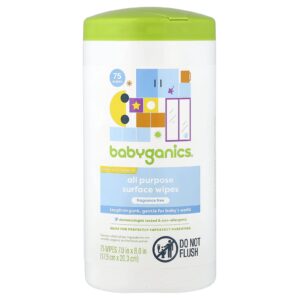 Babyganics Lenços para Superfícies Multiuso Sem Perfume 75 Unidades