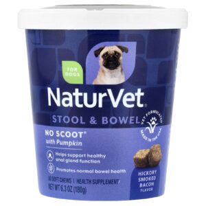 NaturVet No Scoot Auxílio à Glândula Anal + Abóbora Para Cães 60 Cápsulas Mastigáveis 180 g (63 oz)
