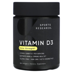 Sports Research Vitamina D3 125 mcg (5.000 UI) 360 Cápsulas Softgel