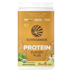 Sunwarrior Proteína Classic Plus À Base de Plantas Orgânicas Baunilha 750 g (165 lb)
